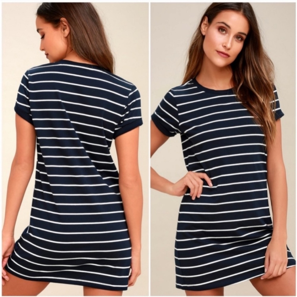 Lulu’s Navy and White Striped T-Shirt Dress